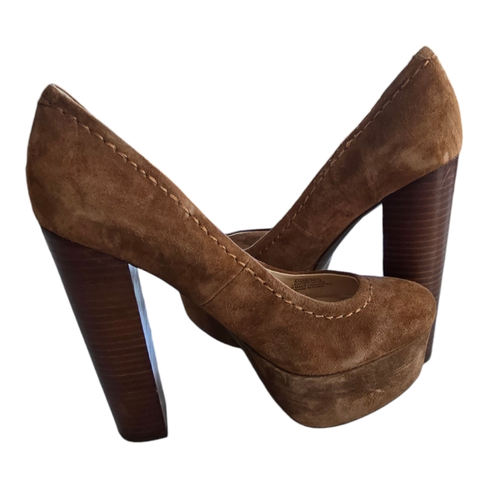 Jessica Simpson Suede Pumps Brown Women Sz 6.5 Capello Ultra High Heels Luxury